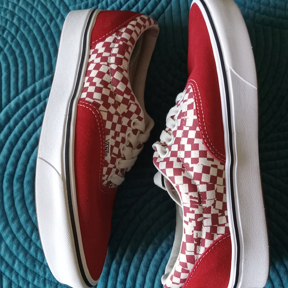 Vans Red & White Checkered Shoes Suede & Canvas W8/M6.5 - Picture 8 of 11